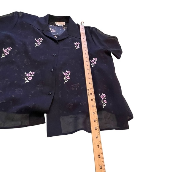 Tradition Vintage Navy Two Piece Blouse Set.Size Large-button up-Cami attached. - Picture 3 of 10